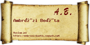 Ambrózi Beáta névjegykártya